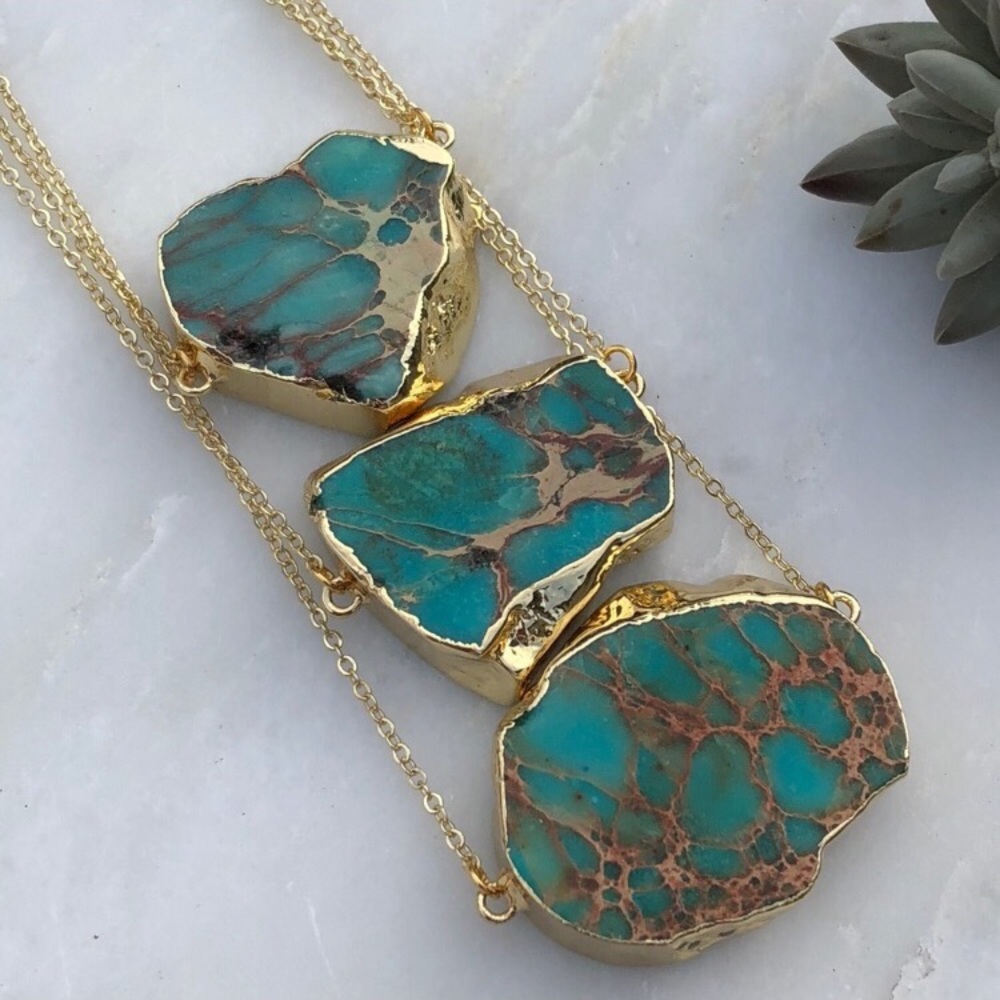 ❗️LAST❗️Raw Jasper 18k Gold Pendant - Picture 2 of 4